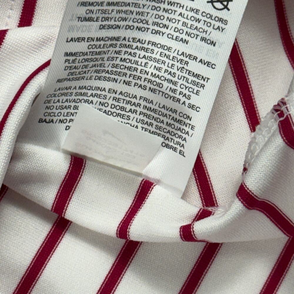 Nike Golf Polo Shirt Standard Fit Dri-Fit white red Striped Stretch Men's Sz L - Picture 10 of 13